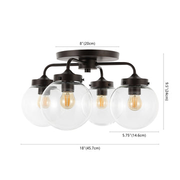 Piper 18" Farmhouse Rustic Iron/Glass LED Semi Flush Mount - JONATHAN Y